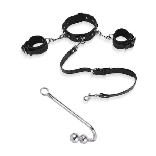 Elegant 5334 Collar and Cuffs Beaded Anal with Hook 0617